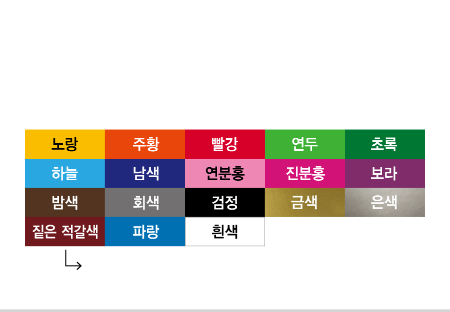 숫자띠라벨(PVC필름 제작)[2.6x1.3]-색상표